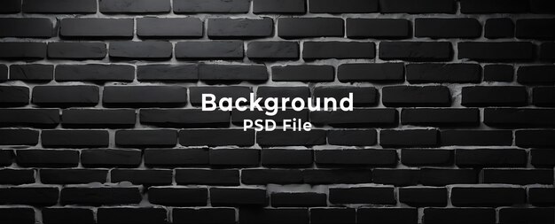 PSD psd black brick wall panoramic grunge background wide old black wall texture brickwork dark