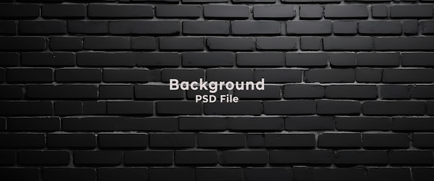 PSD psd black brick wall panoramic grunge background wide old black wall texture brickwork dark