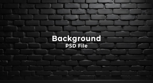 PSD psd black brick wall panoramic grunge background wide old black wall texture brickwork dark