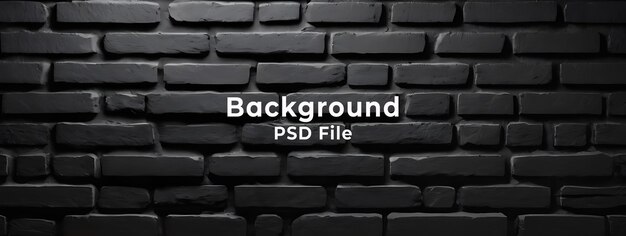 PSD psd черная кирпичная стена панорамный гранж фон широкая старая черная стена текстура кирпичная тьма темная