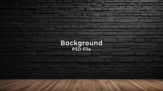 PSD psd black brick wall panoramic grunge background wide old black wall texture brickwork dark