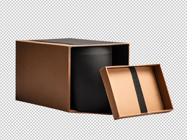 PSD psd of a black brown box on transparent background