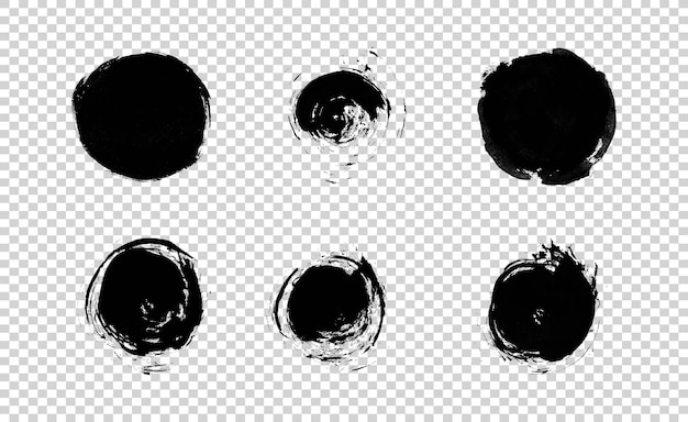PSD black brush set strokes on transparent background