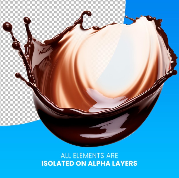 Premium PSD  Chocolate brush splash isolated on alpha layer png