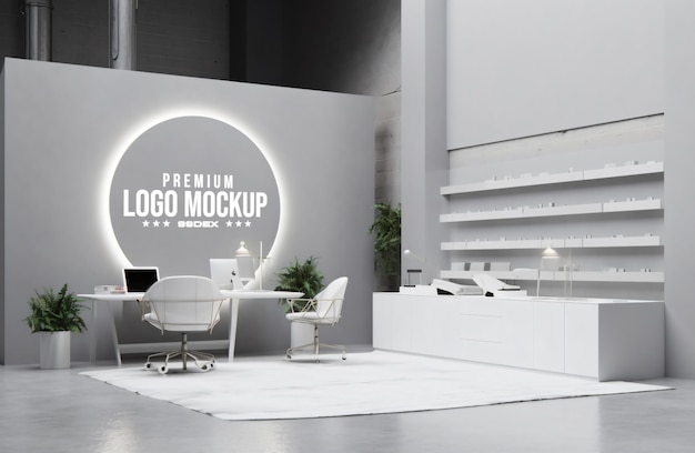 PSD black company logo on wall