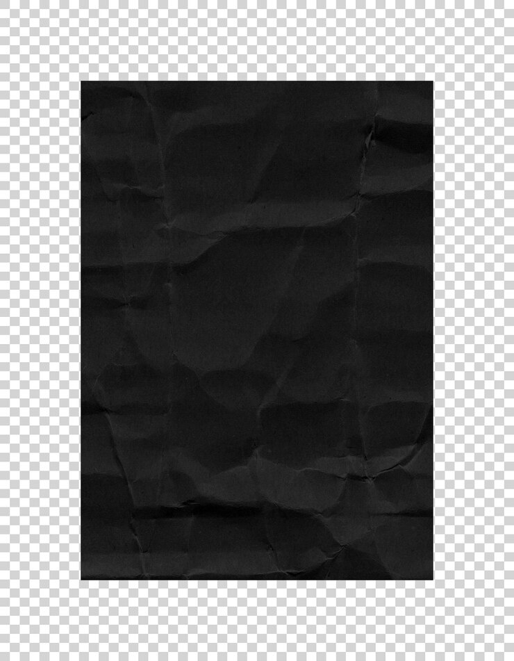 PSD psd black crumpled paper texture realistic crease sheet on transparent background