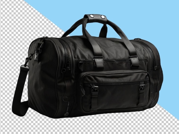 Psd of a black duffel bag on transparent background