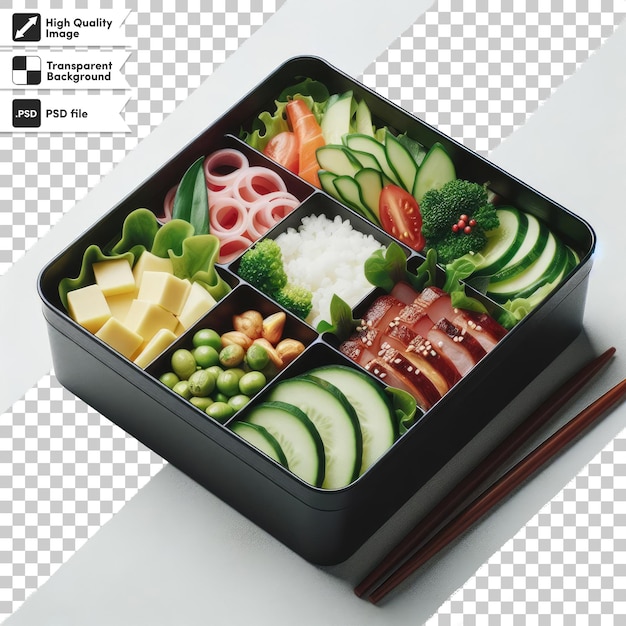 Psd black food container on transparent background