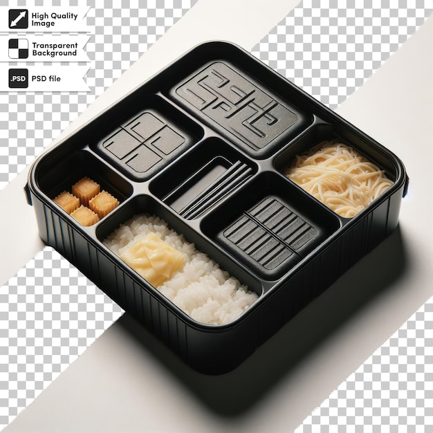 Psd black food container on transparent background