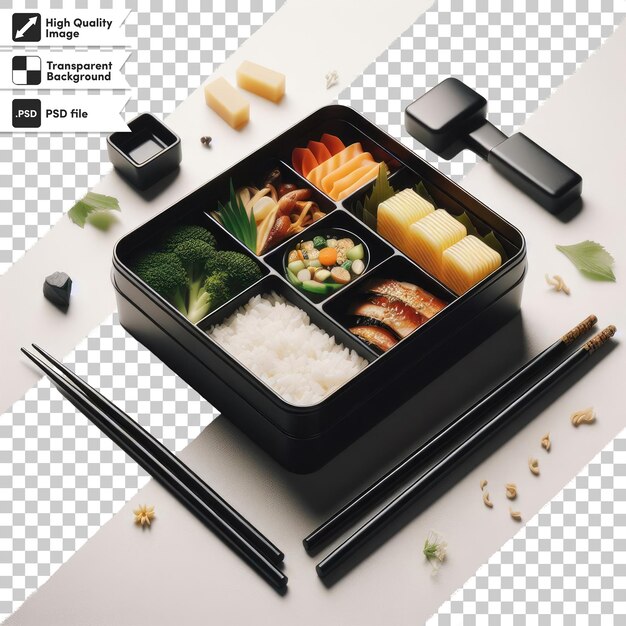 Psd black food container on transparent background