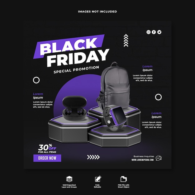 Psd black friday fashion sale social media banner template