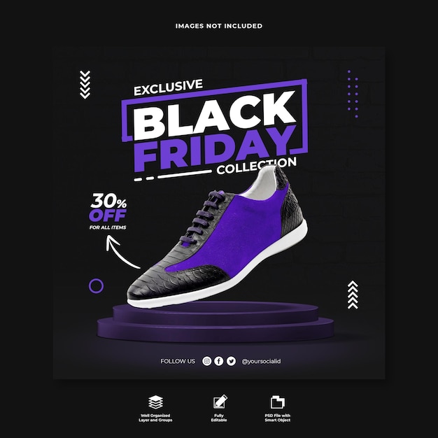 Modello di banner per social media per la vendita di moda del black friday psd