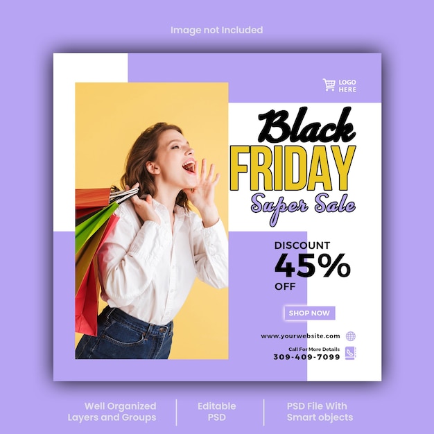 PSD Black friday Fashion social media post design