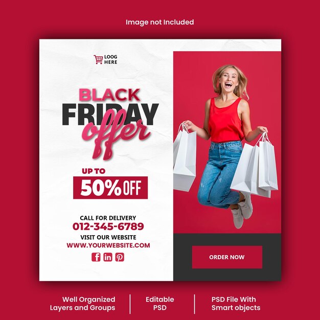 PSD psd black friday progettazione di post di moda sui social media