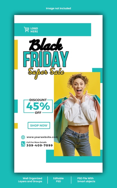 PSD psd modello di progettazione della storia dei social media della moda del black friday