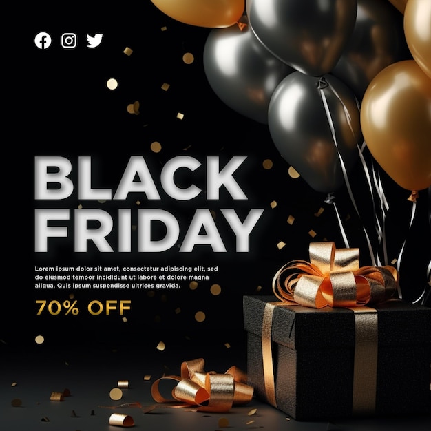 PSD black friday instagram post or square web banner template