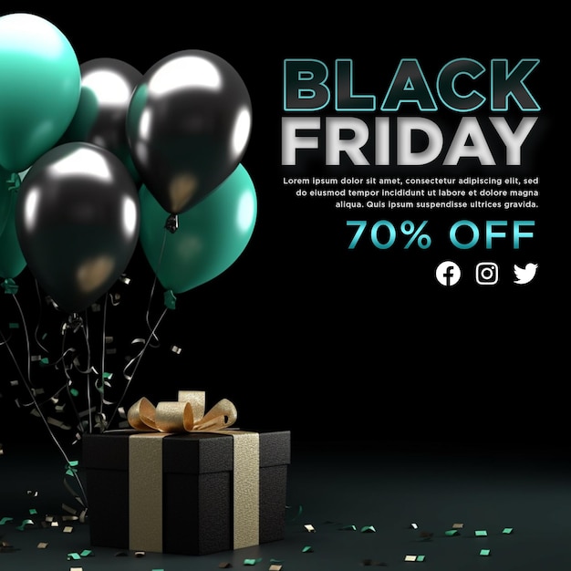 PSD black friday instagram post web banner template