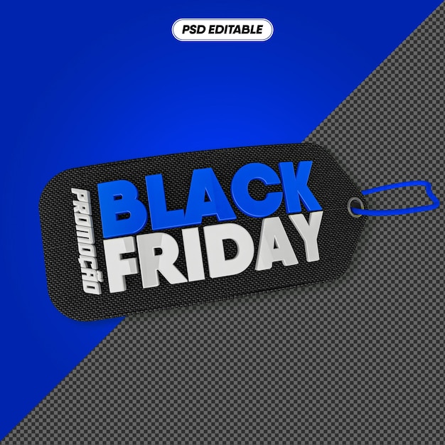 PSD psd black friday label 3d bewerkbaar zwart blauw geen achtergrond