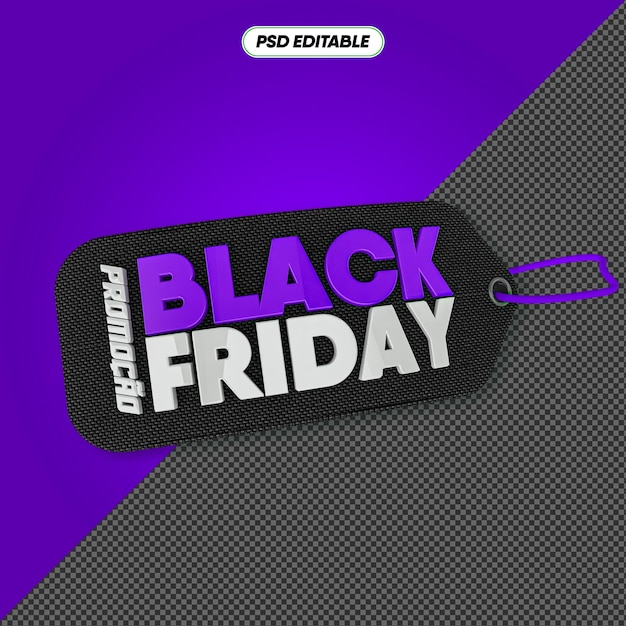 PSD psd black friday label 3d editable black purple no background