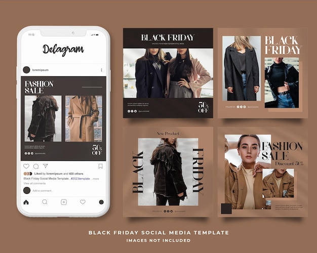 PSD psd black friday sale social media square banner posts template