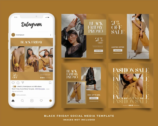 psd black friday sale social media square banner posts template