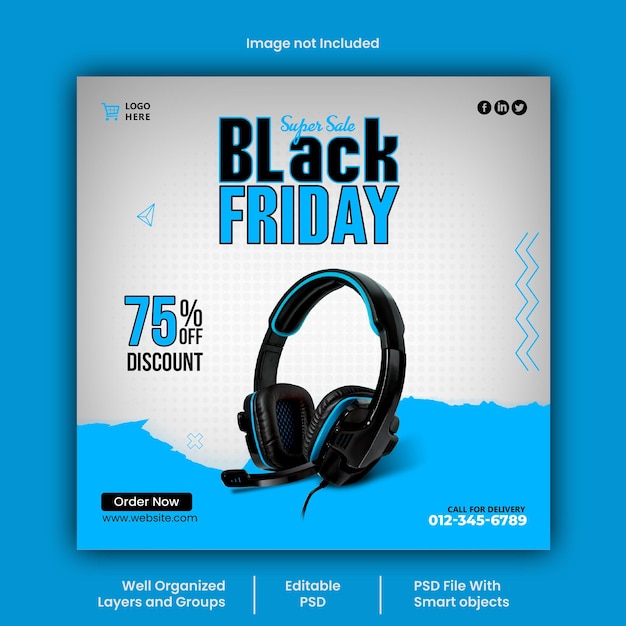 Psd black friday social media post design template