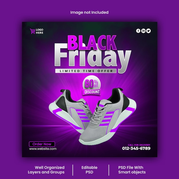 Psd modello di progettazione post sui social media del black friday