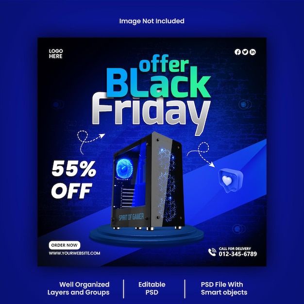 Psd modello di progettazione post sui social media del black friday