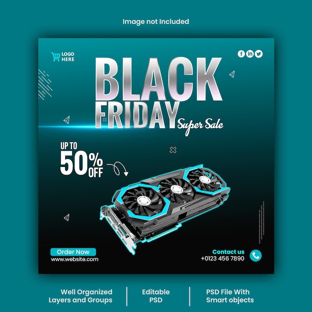 Psd modello di progettazione post sui social media del black friday