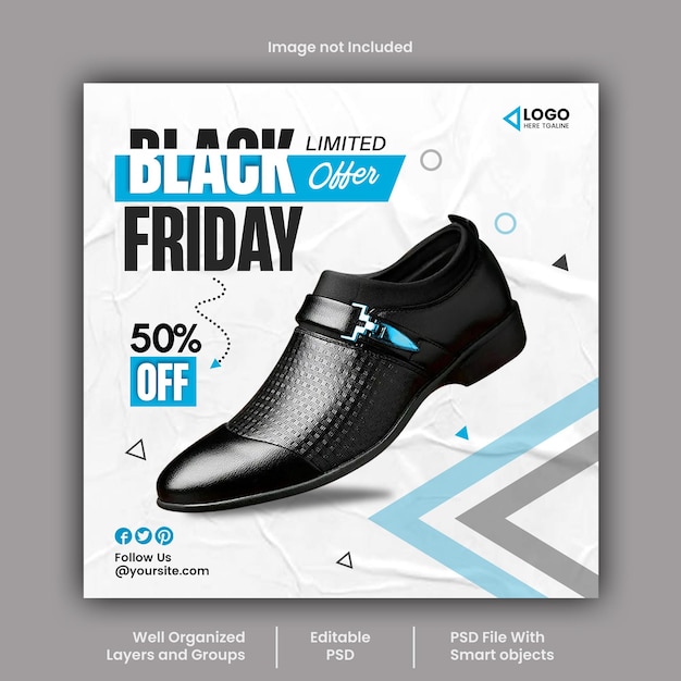 Psd black friday social media post and discount sale banner design template