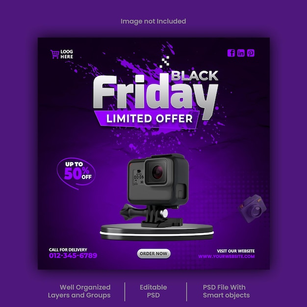 Psd black friday social media post and discount sale banner design template