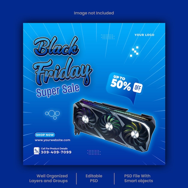 Psd black friday social media post and discount sale banner design template