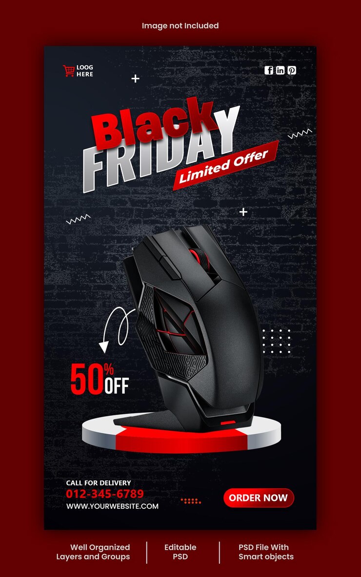 PSD psd black friday social media story and discount sale banner design template
