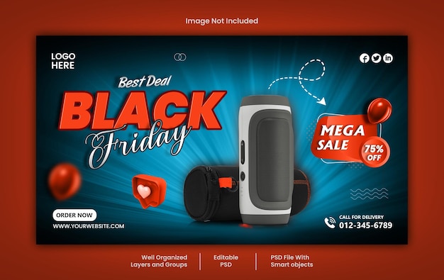 Psd black friday social media web banner template premium