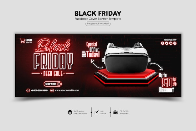 Psd black friday super sale modello di copertina di facebook