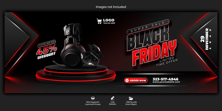PSD psd black friday super sale facebook cover template