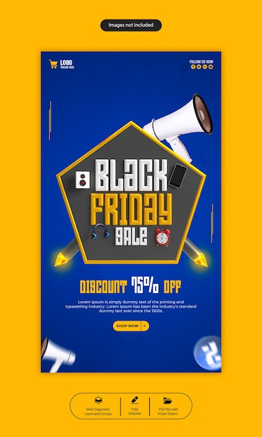 PSD psd black friday super sale instagram and facebook story banner template