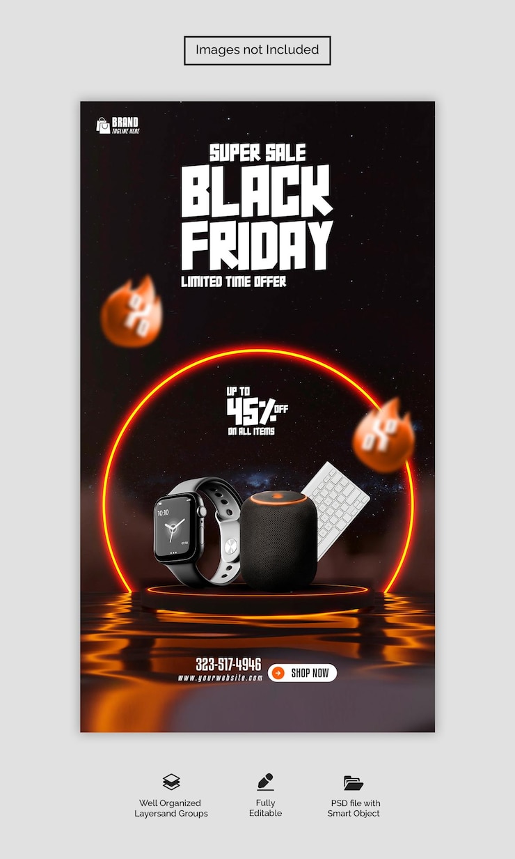 PSD psd black friday super sale instagram and facebook story banner template