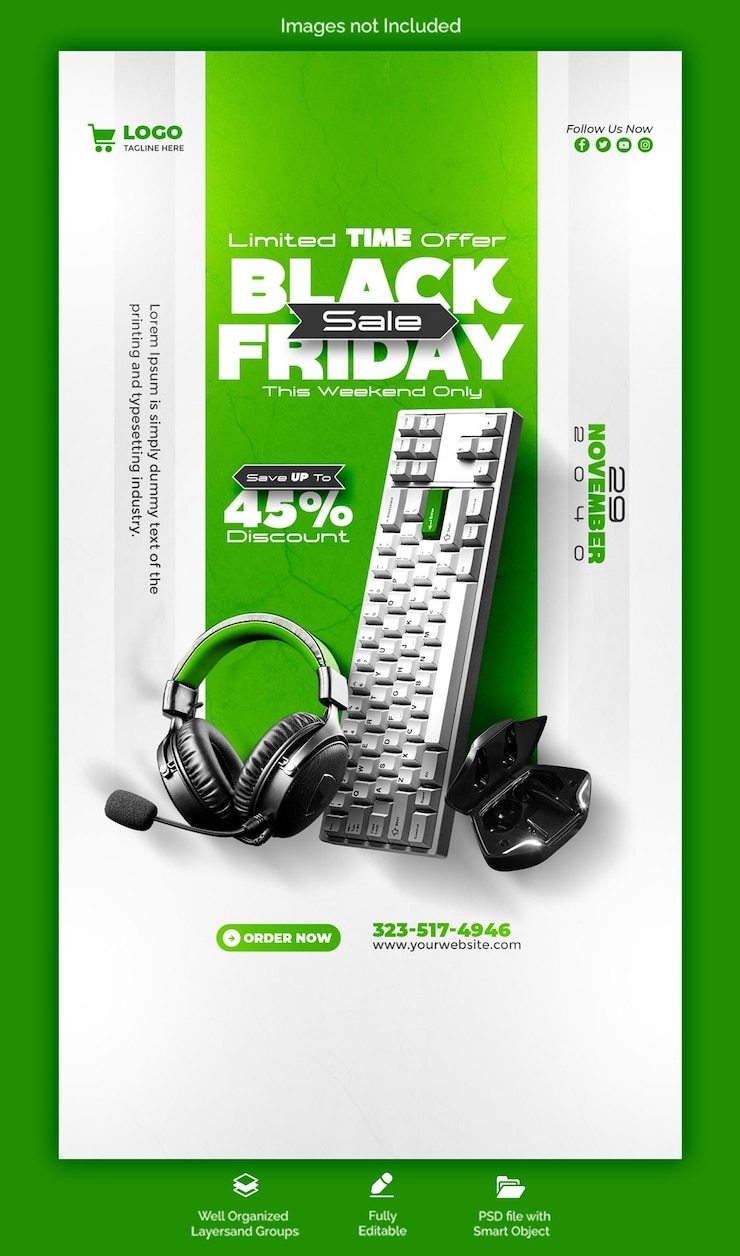 PSD psd black friday super sale instagram and facebook story banner template