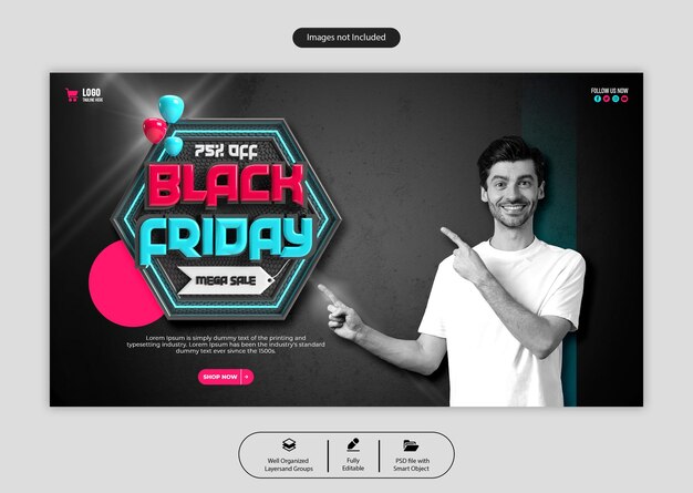 PSD psd black friday super sale web banner template