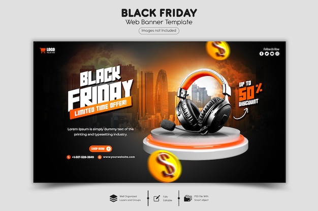 Psd black friday super sale web banner template