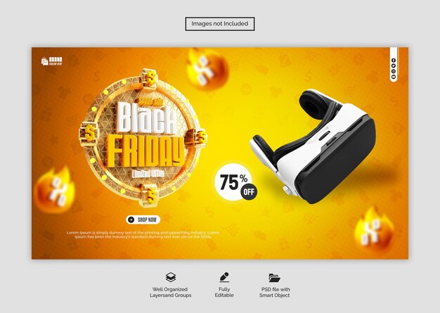 Psd black friday super sale web banner template