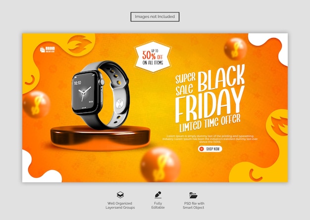 PSD modello di banner web super vendita psd black friday