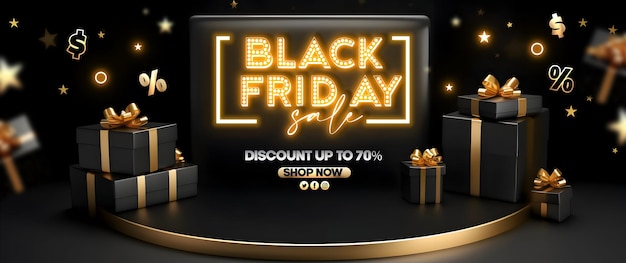 PSD psd black friday fino alla vendita discount banner design con testo modificabile