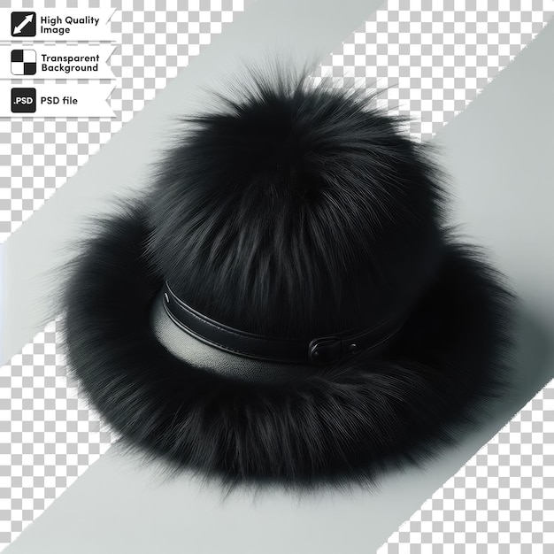 PSD psd 검은 털 모자 투명한 배경에 편집 가능한 마스크 계층