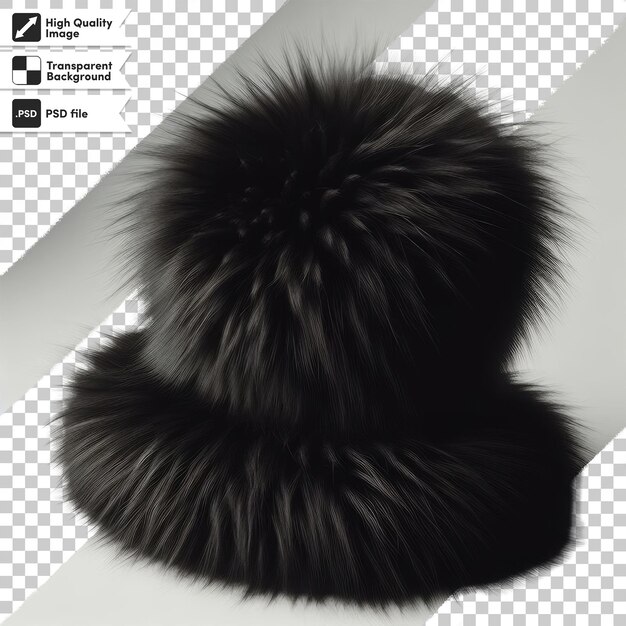 PSD psd black fur cap on transparent background with editable mask layer