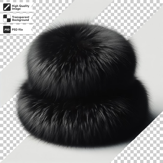 PSD psd black fur cap on transparent background with editable mask layer