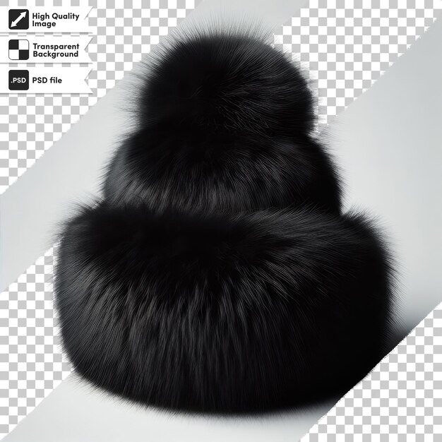 PSD psd black fur cap on transparent background with editable mask layer