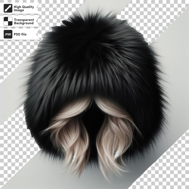 PSD psd black fur cap on transparent background with editable mask layer