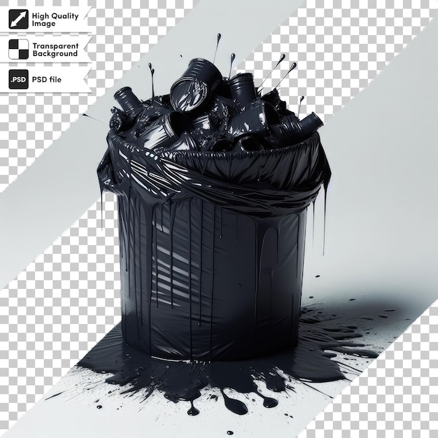 Чёрный мешок для мусора на прозрачном фоне с редактируемым слоем маски